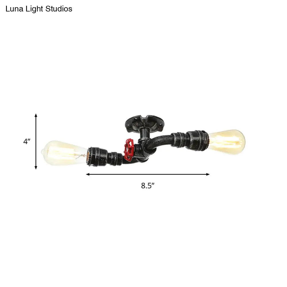 DecorBites™ DecorBites™ Retro Metallic Bare Bulb Indoor Semi Flush Mount 2-Light Ceiling Lamp in Antique Silver/Aged Brass/Antique Bronze