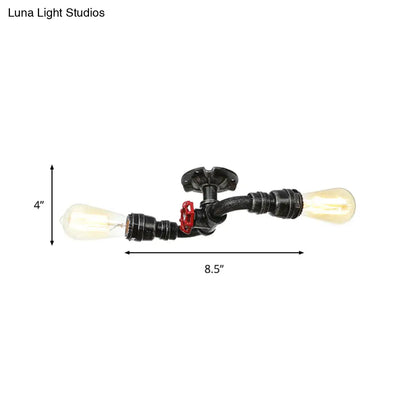 DecorBites™ DecorBites™ Retro Metallic Bare Bulb Indoor Semi Flush Mount 2-Light Ceiling Lamp in Antique Silver/Aged Brass/Antique Bronze