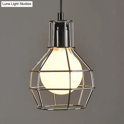 Retro Metallic Hanging Lamp - Globe Coffee Shop Loft Pendant Light Fixture