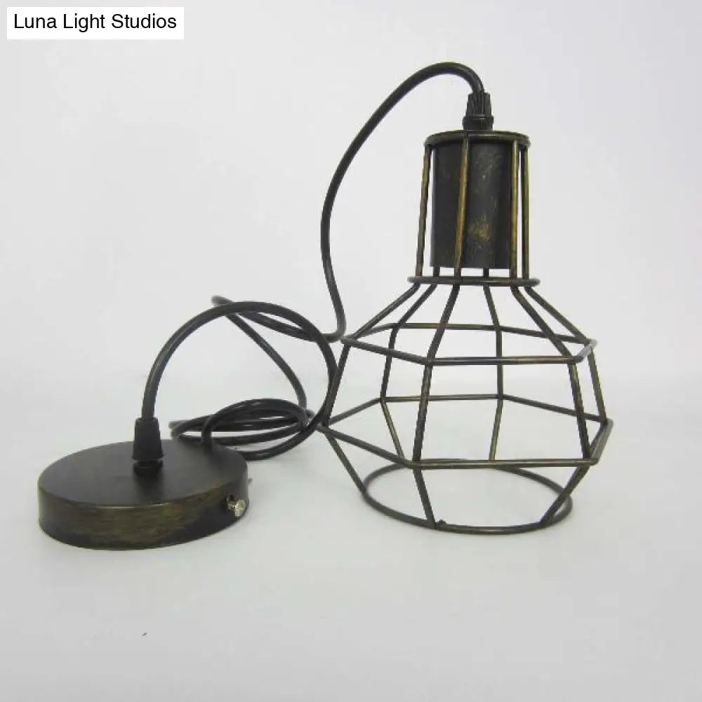 Retro Metallic Hanging Lamp - Globe Coffee Shop Loft Pendant Light Fixture