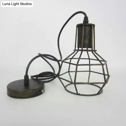 Retro Metallic Hanging Lamp - Globe Coffee Shop Loft Pendant Light Fixture