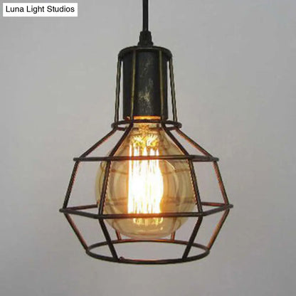 Retro Metallic Hanging Lamp - Globe Coffee Shop Loft Pendant Light Fixture