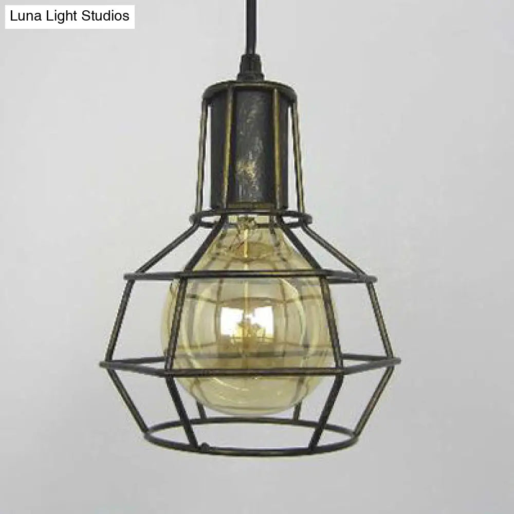 Retro Metallic Hanging Lamp - Globe Coffee Shop Loft Pendant Light Fixture