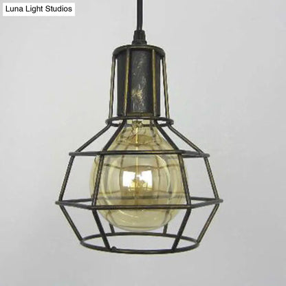 Retro Metallic Hanging Lamp - Globe Coffee Shop Loft Pendant Light Fixture