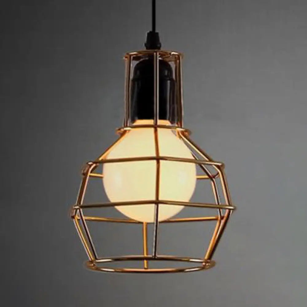 Retro Metallic Hanging Lamp - Globe Coffee Shop Loft Pendant Light Fixture