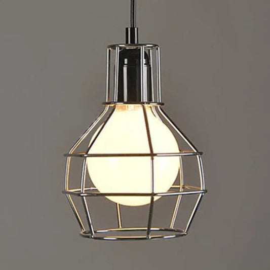 Retro Metallic Hanging Lamp - Globe Coffee Shop Loft Pendant Light Fixture