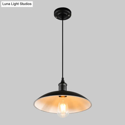 Retro Metallic Pot Cover Pendant Light for Restaurants - 1 Head Ceiling Suspension