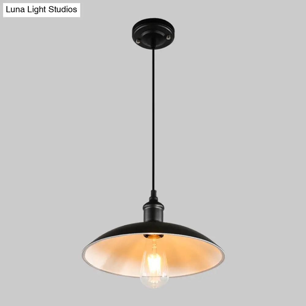 Retro Metallic Pot Cover Pendant Light for Restaurants - 1 Head Ceiling Suspension