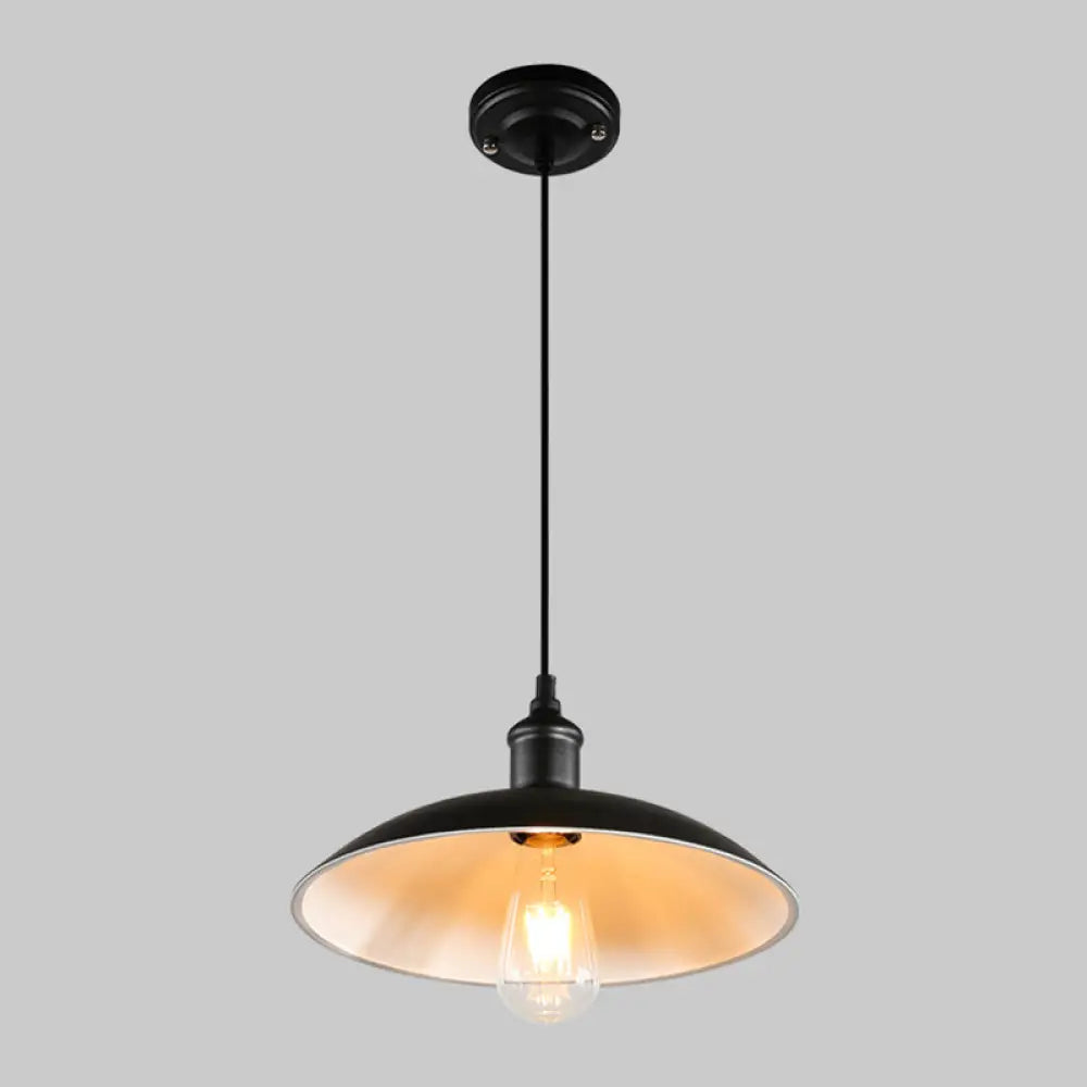 Retro Metallic Pot Cover Pendant Light for Restaurants - 1 Head Ceiling Suspension