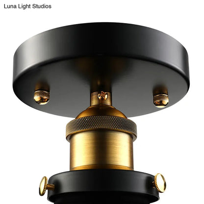 DecorBites™ DecorBites™ Retro Metallic Semi Flush Mount Ceiling Light - Black/Rust Cone Shade, 1 Head - Close to Ceiling Lighting for Balconies