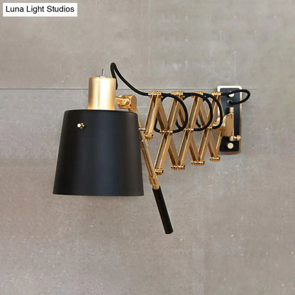 DecorBites™ DecorBites™ Retro Metallic Wall Lamp: Extendable Black & Gold Barrel Shade, 1 Head Fixture