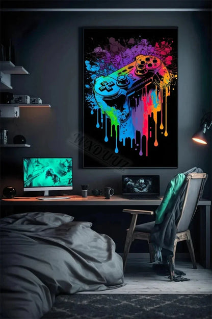 Retro Monkey Gaming Room Wall Art Poster - 03 / 20x30