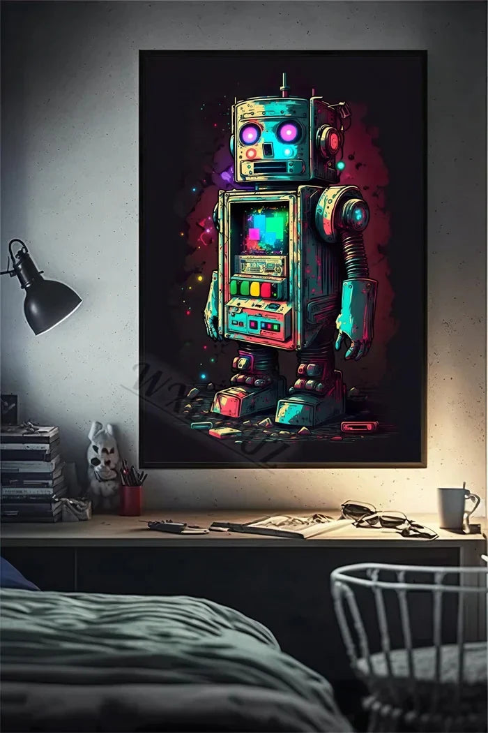 Retro Monkey Gaming Room Wall Art Poster - 08 / 50x70