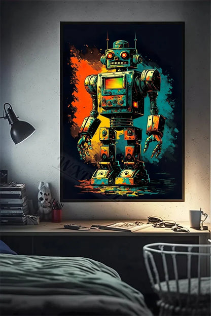 Retro Monkey Gaming Room Wall Art Poster - 09 / 50x70