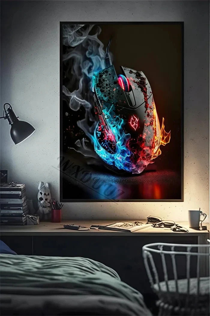 Retro Monkey Gaming Room Wall Art Poster - 10 / 50x70