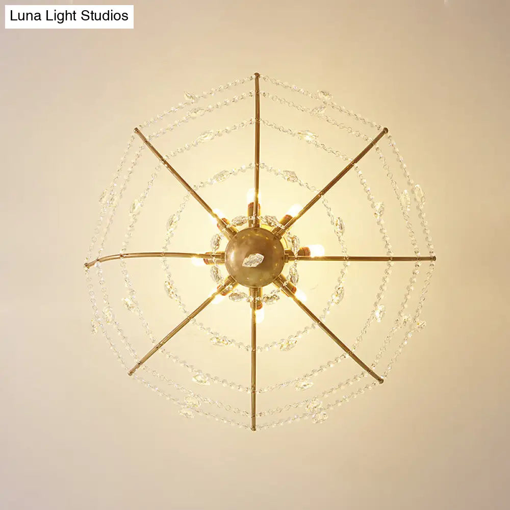 DecorBites™ DecorBites™ Retro Netting Crystal Strand Semi Flush Chandelier - Gold, 6/8 Bulbs