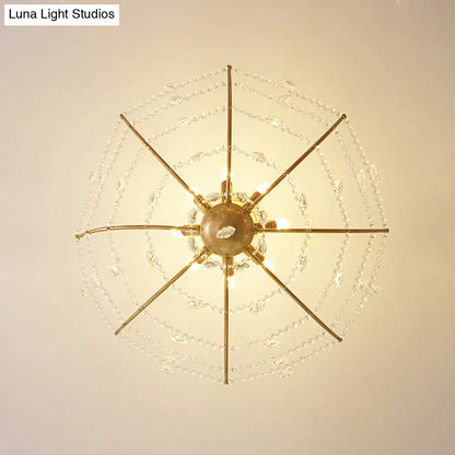 DecorBites™ DecorBites™ Retro Netting Crystal Strand Semi Flush Chandelier - Gold, 6/8 Bulbs