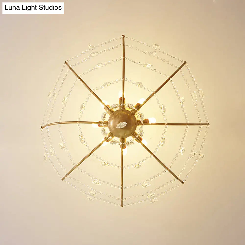 DecorBites™ DecorBites™ Retro Netting Crystal Strand Semi Flush Chandelier - Gold, 6/8 Bulbs