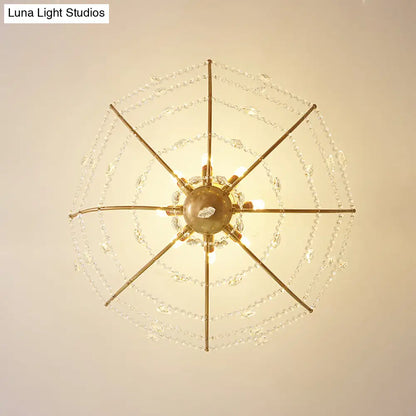 DecorBites™ DecorBites™ Retro Netting Crystal Strand Semi Flush Chandelier - Gold, 6/8 Bulbs