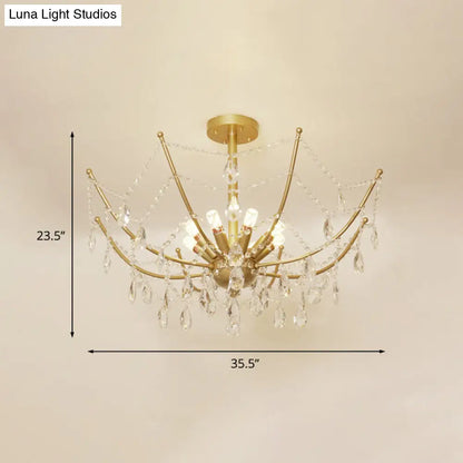 DecorBites™ DecorBites™ Retro Netting Crystal Strand Semi Flush Chandelier - Gold, 6/8 Bulbs