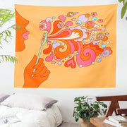 Retro orange colorful bubbles tapestry with vibrant psychedelic decorbites colorful bubbles for bedroom wall art