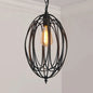 Retro Oval Pendant Light with Metallic Cage Shade - Black/White - Living Room Ceiling Lamp