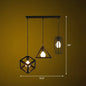 Retro Pendant Ceiling Light with Iron Frame - 3 Bulbs - Multi Lamp Pendant Ideal for Restaurants