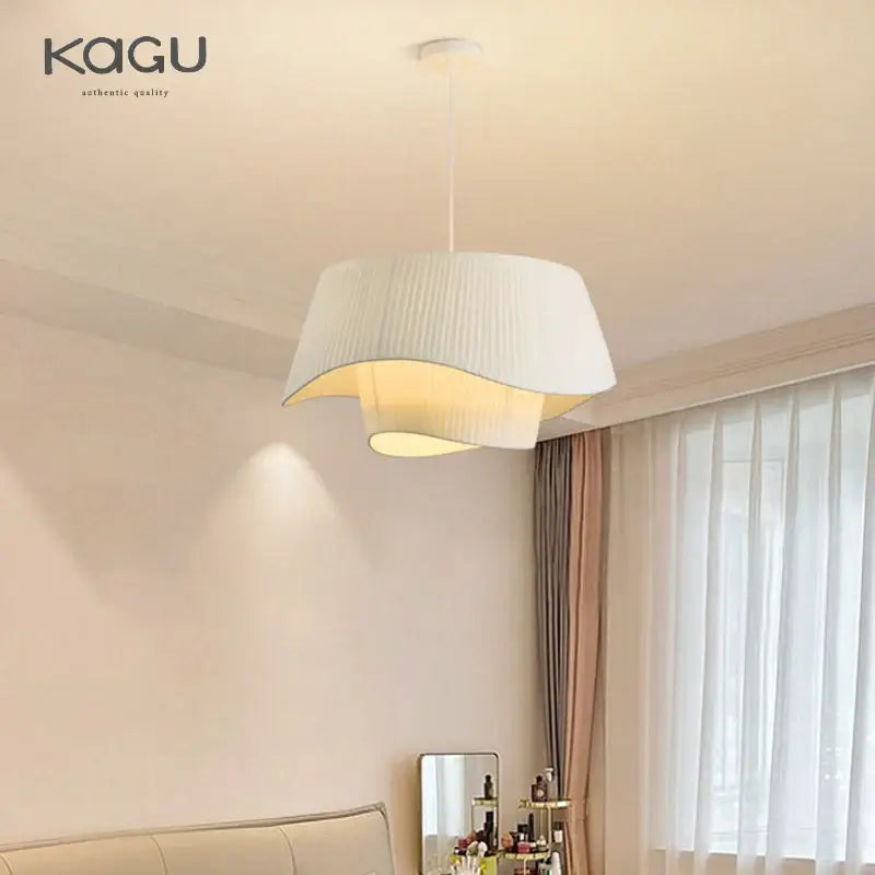 Retro pleated cream fabric chandelier with white pleated fabric pendant light and modern layered design decorbites cream fabric
