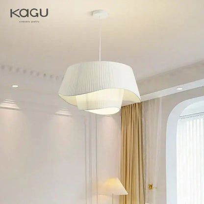 Retro pleated cream fabric chandelier with white pleated fabric pendant light and softly diffused glow decorbites cream fabric