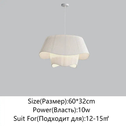 Retro pleated cream fabric chandelier bedroom pendant light with white pleated fabric and modern layered design decorbites cream fabric