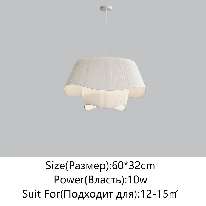 Retro pleated cream fabric chandelier bedroom pendant light with white pleated fabric and modern layered design decorbites cream fabric