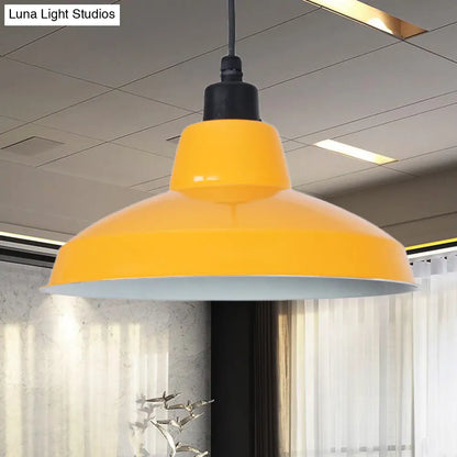 Retro Polished Black/White Bowl Pendant Light – Stylish 1-Head Indoor Ceiling Fixture