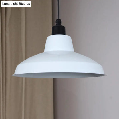 Retro Polished Black/White Bowl Pendant Light – Stylish 1-Head Indoor Ceiling Fixture