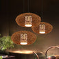 Retro Rattan Woven Pendant Light Kit for Tearoom with Brown Suspension and 1 Bulb