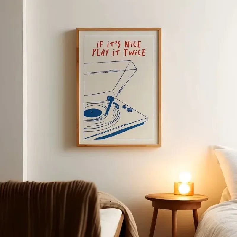 Retro Record Player Canvas Wall Art - Posters