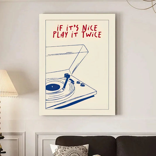 Retro Record Player Canvas Wall Art - Posters