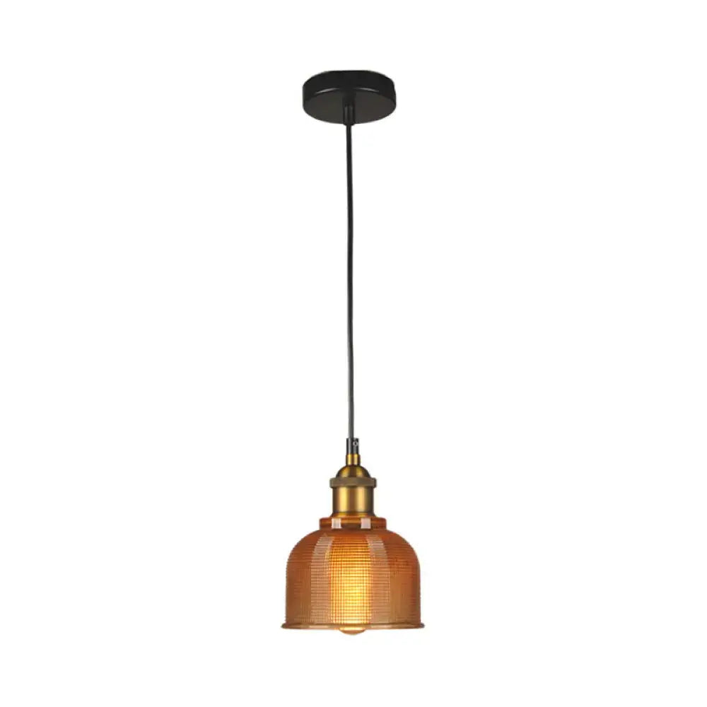 DecorBites mila amber glass carillon pendant light with brass fixture and black cord for dining room lighting