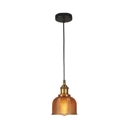 DecorBites mila amber glass carillon pendant light with brass fixture and black cord for dining room lighting
