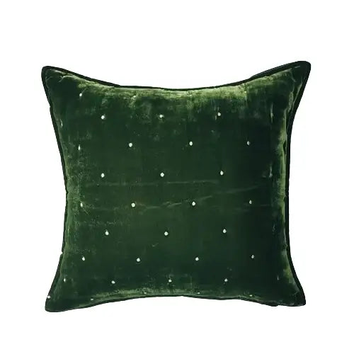 Deep emerald green velvet cushion cover with subtle sheen and white pearl embellishments for decorbites furry tiger decorbites furry tiger cushion cover with tiger embroidery for living room decor