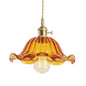 Retro Ruffled Hanging Light: Carved Glass Pendant Lamp with Rotary Switch