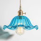 Retro Ruffled Hanging Light: Carved Glass Pendant Lamp with Rotary Switch