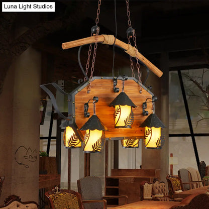 ديكوربايتس™ مصباح جزيرة على شكل سفينة عتيق - وحدة إضاءة معلقة معدنية سوداء للمطاعم - 6 مصابيح - غطاء من القماش الأبيض/زجاج شفاف