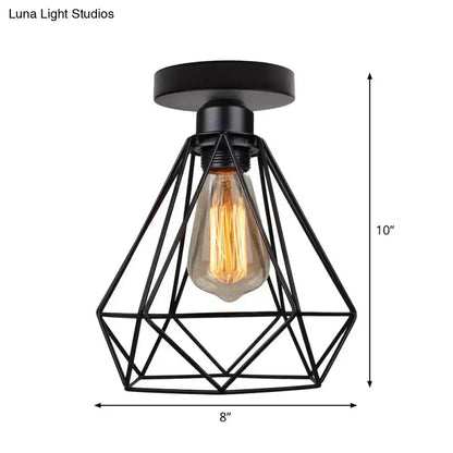 DecorBites™ DecorBites™ Retro Single Black Diamond Bathroom Ceiling Light - Semi-Flush Mount