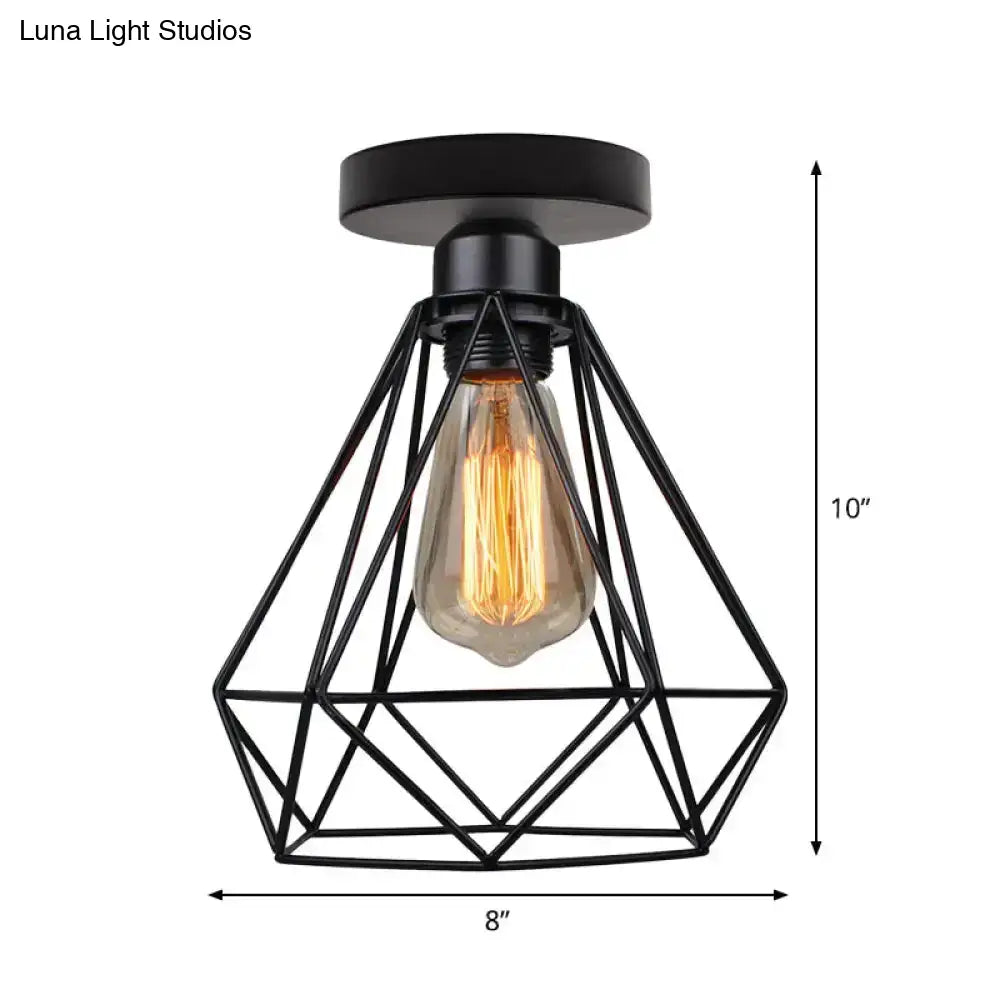 DecorBites™ DecorBites™ Retro Single Black Diamond Bathroom Ceiling Light - Semi-Flush Mount