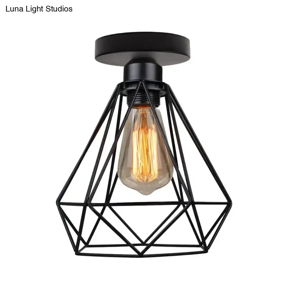DecorBites™ DecorBites™ Retro Single Black Diamond Bathroom Ceiling Light - Semi-Flush Mount