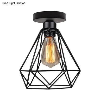 DecorBites™ DecorBites™ Retro Single Black Diamond Bathroom Ceiling Light - Semi-Flush Mount