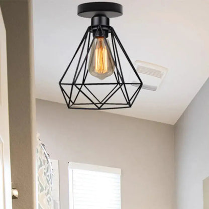 DecorBites™ DecorBites™ Retro Single Black Diamond Bathroom Ceiling Light - Semi-Flush Mount