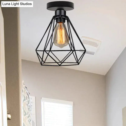 DecorBites™ DecorBites™ Retro Single Black Diamond Bathroom Ceiling Light - Semi-Flush Mount