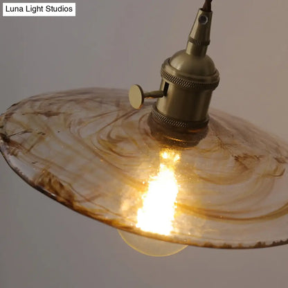 Retro Style Amber Glass Flared Pendant Ceiling Light for Restaurants (1 Head)