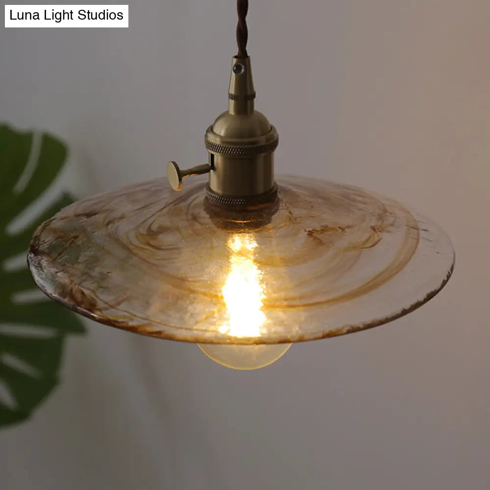 Retro Style Amber Glass Flared Pendant Ceiling Light for Restaurants (1 Head)